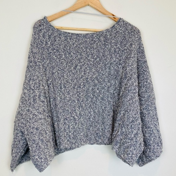 Free People Good Day Cropped Pullover Sweater. Blue/white Size Large - Picture 7 of 8
